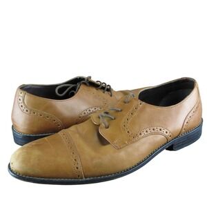 Stacy Adams Men's Brogue Toe Cap Derby Oxfords Brown Leather Sz 10.5M Used 2025
